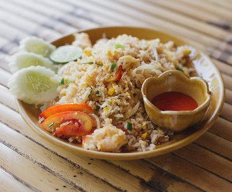 Thai style fried rice Feast on this deliciously different type of fried rice, prepared in distinct Thai style. 